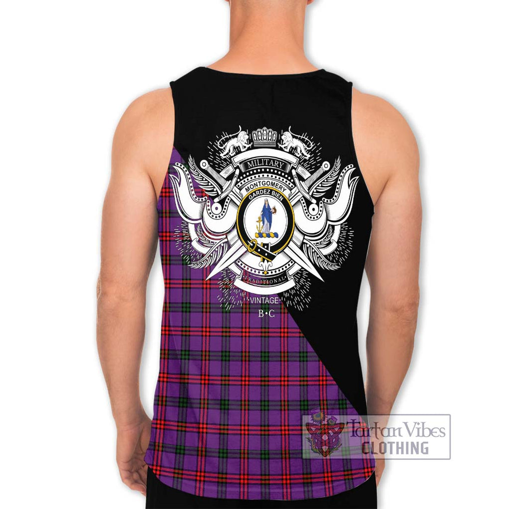 Montgomery Tartan Men's Tank Top with Family Crest and Military Logo Style - Tartanvibesclothing Shop