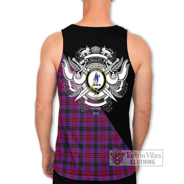 Montgomery Tartan Men's Tank Top with Family Crest and Military Logo Style