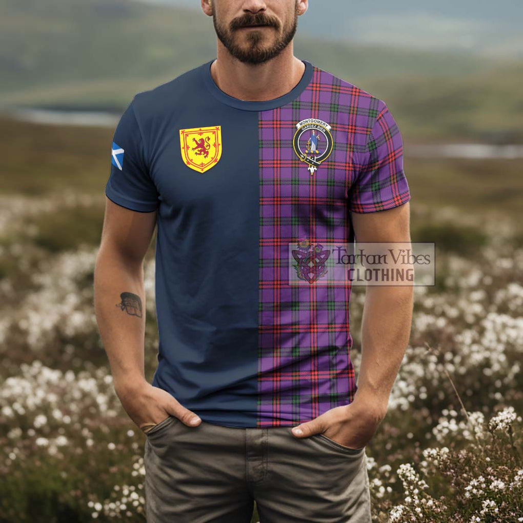 Tartan Vibes Clothing Montgomery Modern Tartan T-Shirt Alba with Scottish Lion Royal Arm Half Style