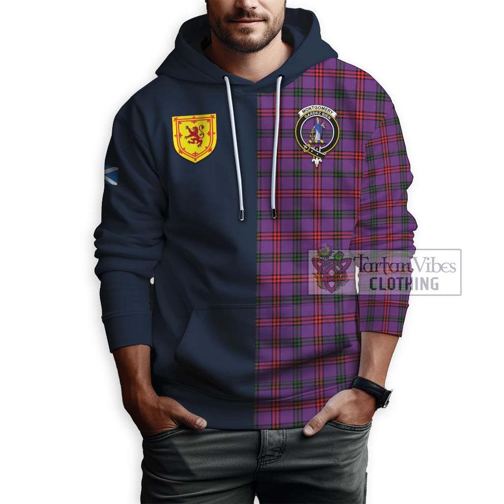 Tartan Vibes Clothing Montgomery Modern Tartan Hoodie with Scottish Lion Royal Arm Half Style