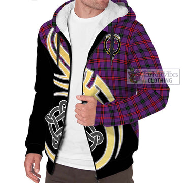 Montgomery Tartan Sherpa Hoodie with Family Crest and Celtic Symbol Style