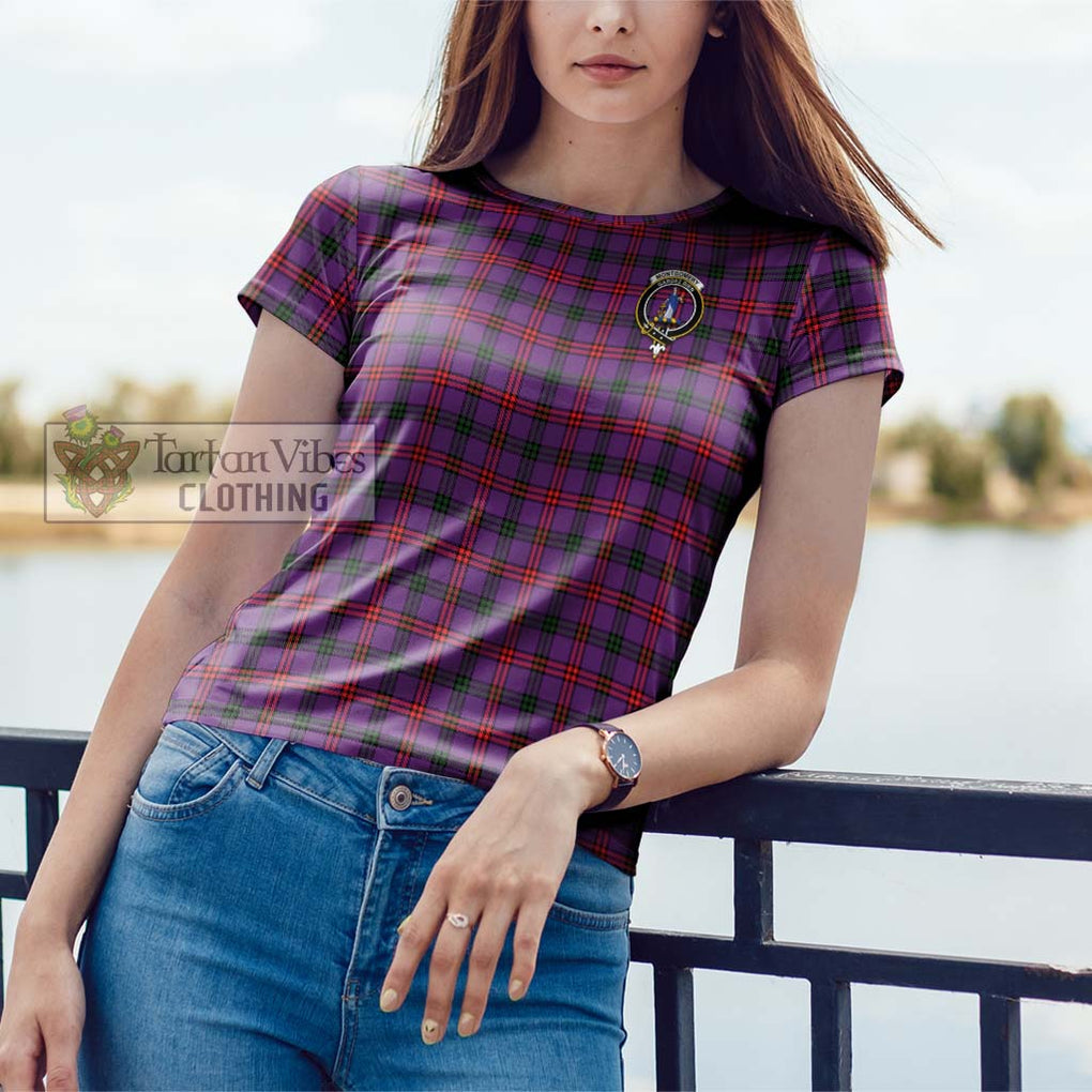 Montgomery Tartan Cotton T-Shirt with Family Crest Women's Shirt - Tartanvibesclothing Shop