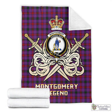 Montgomery Tartan Blanket with Clan Crest and the Golden Sword of Courageous Legacy