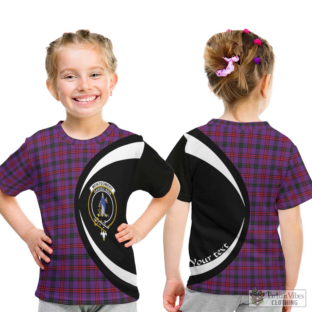 Montgomery Tartan Kid T-Shirt with Family Crest Circle Style - Tartan Vibes Clothing