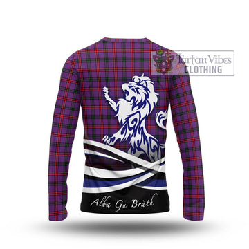 Montgomery Tartan Long Sleeve T-Shirt with Alba Gu Brath Regal Lion Emblem