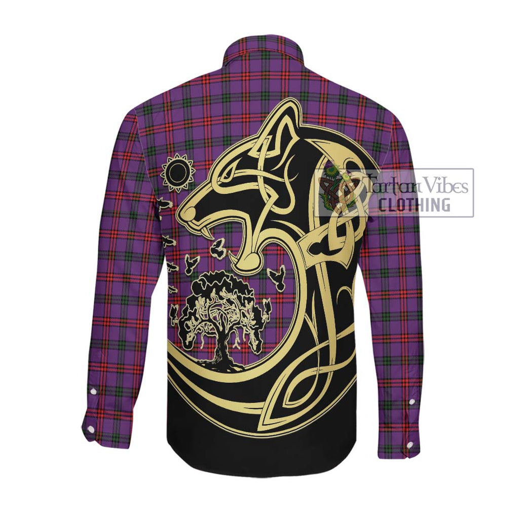 Montgomery Tartan Long Sleeve Button Shirt with Family Crest Celtic Wolf Style Men's Shirt - Tartan Vibes Clothing