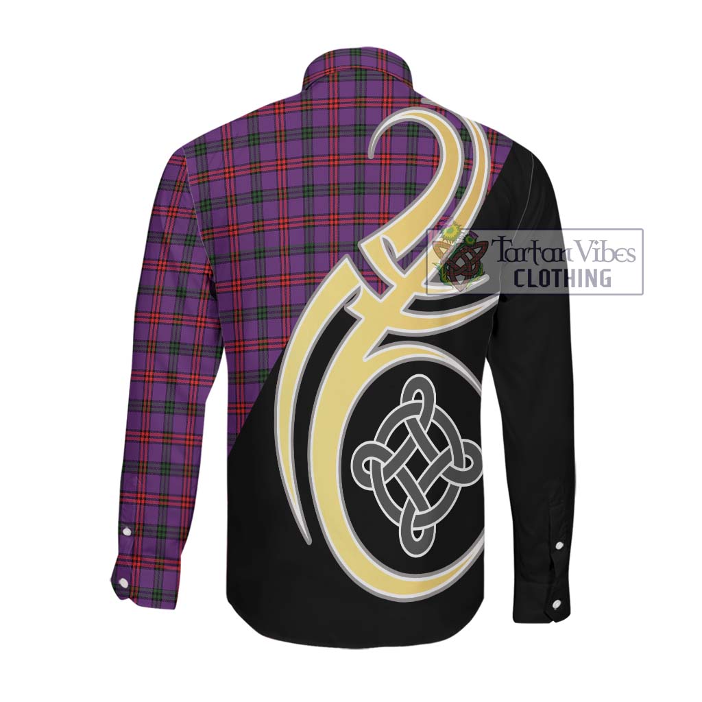 Montgomery Tartan Long Sleeve Button Shirt with Family Crest and Celtic Symbol Style Men's Shirt - Tartan Vibes Clothing