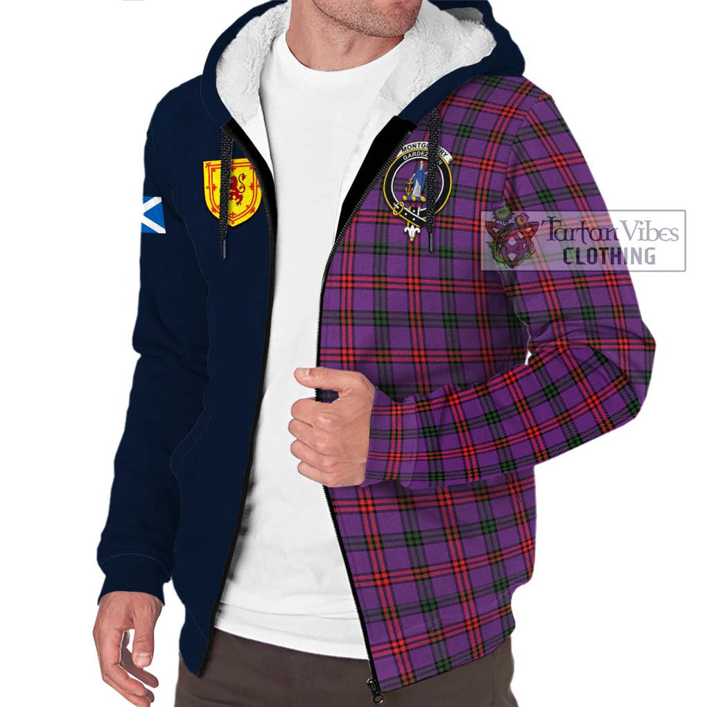 Tartan Vibes Clothing Montgomery Modern Tartan Sherpa Hoodie with Scottish Lion Royal Arm Half Style