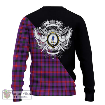 Montgomery Tartan Knitted Sweater with Family Crest and Military Logo Style