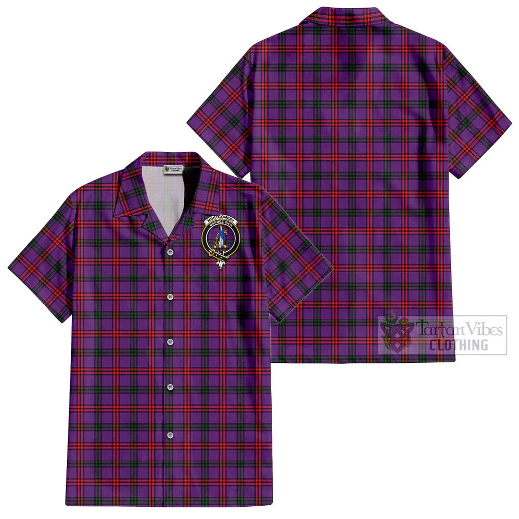 Montgomery Tartan Cotton Hawaiian Shirt with Family Crest Kid - Tartan Vibes Clothing