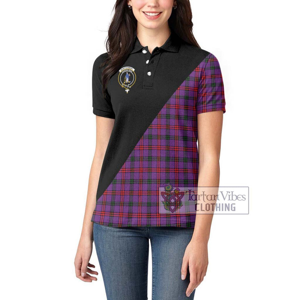 Montgomery Tartan Women's Polo Shirt with Family Crest and Military Logo Style - Tartanvibesclothing Shop