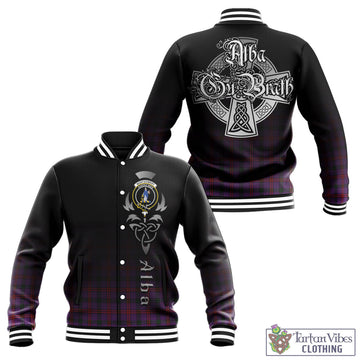 Montgomery Tartan Baseball Jacket Featuring Alba Gu Brath Family Crest Celtic Inspired