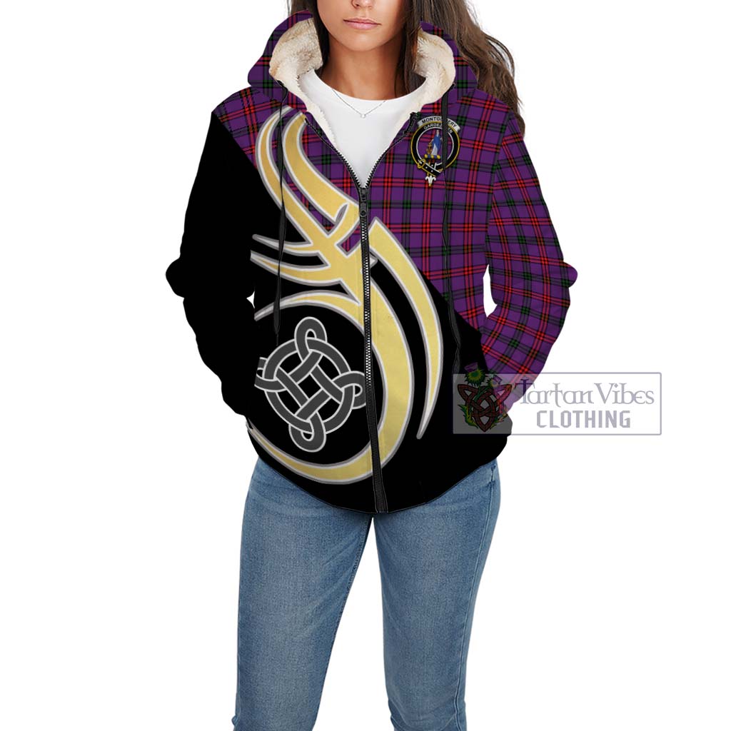 Montgomery Tartan Sherpa Hoodie with Family Crest and Celtic Symbol Style Unisex - Tartan Vibes Clothing