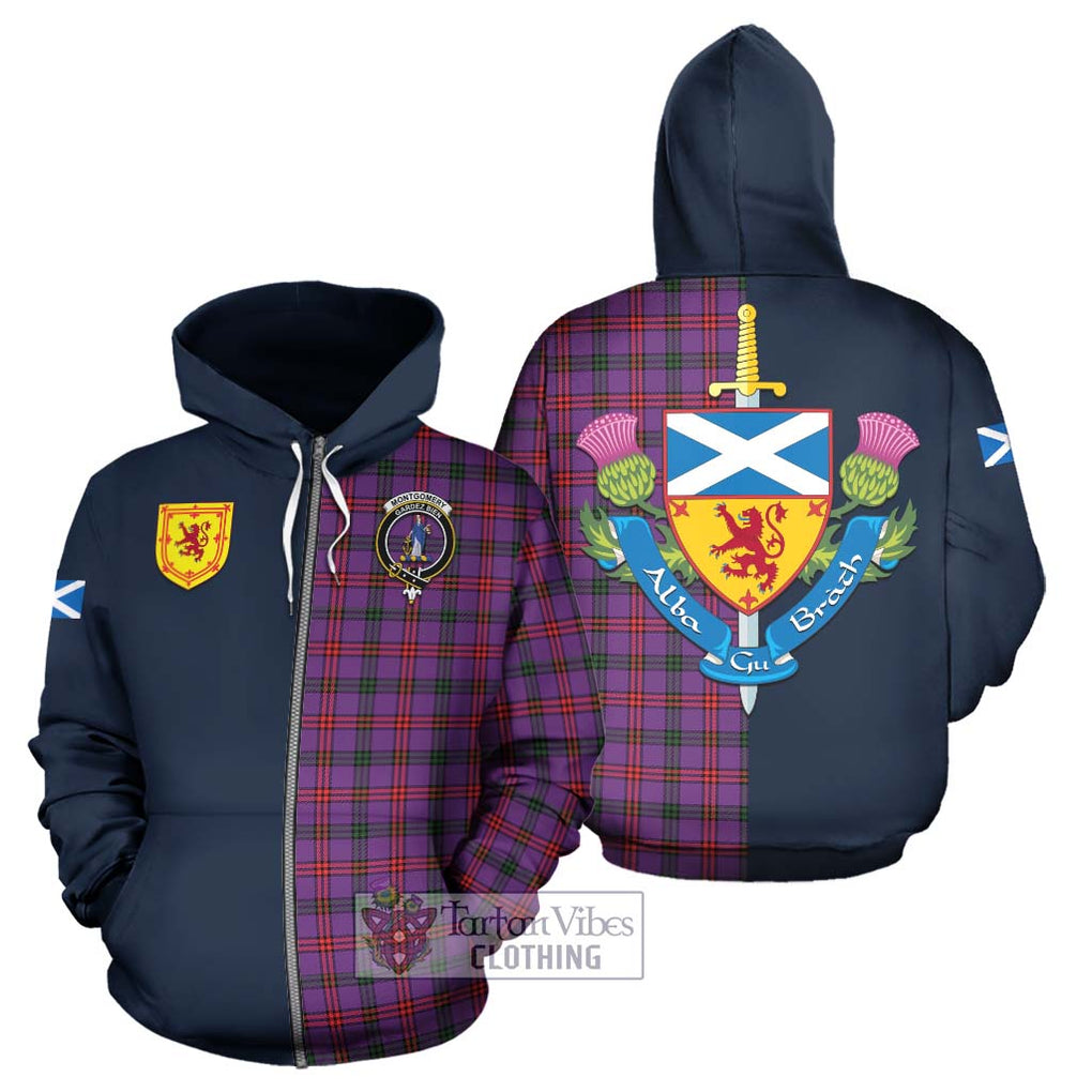 Tartan Vibes Clothing Montgomery Modern Tartan Hoodie with Scottish Lion Royal Arm Half Style