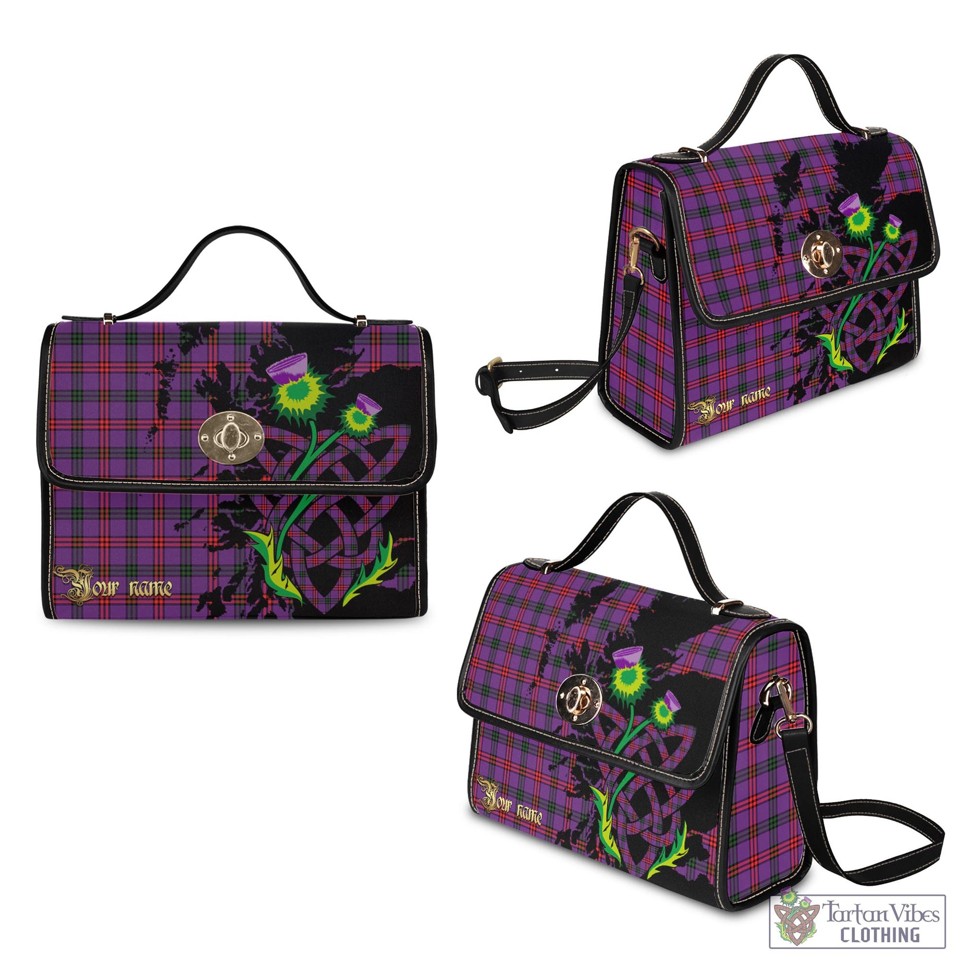 Tartan Vibes Clothing Montgomery Modern Tartan Waterproof Canvas Bag with Scotland Map and Thistle Celtic Accents