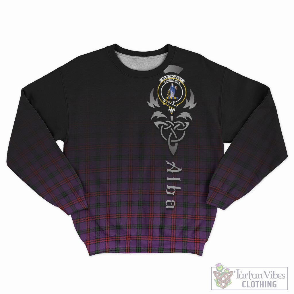 Tartan Vibes Clothing Montgomery Modern Tartan Sweatshirt Featuring Alba Gu Brath Family Crest Celtic Inspired