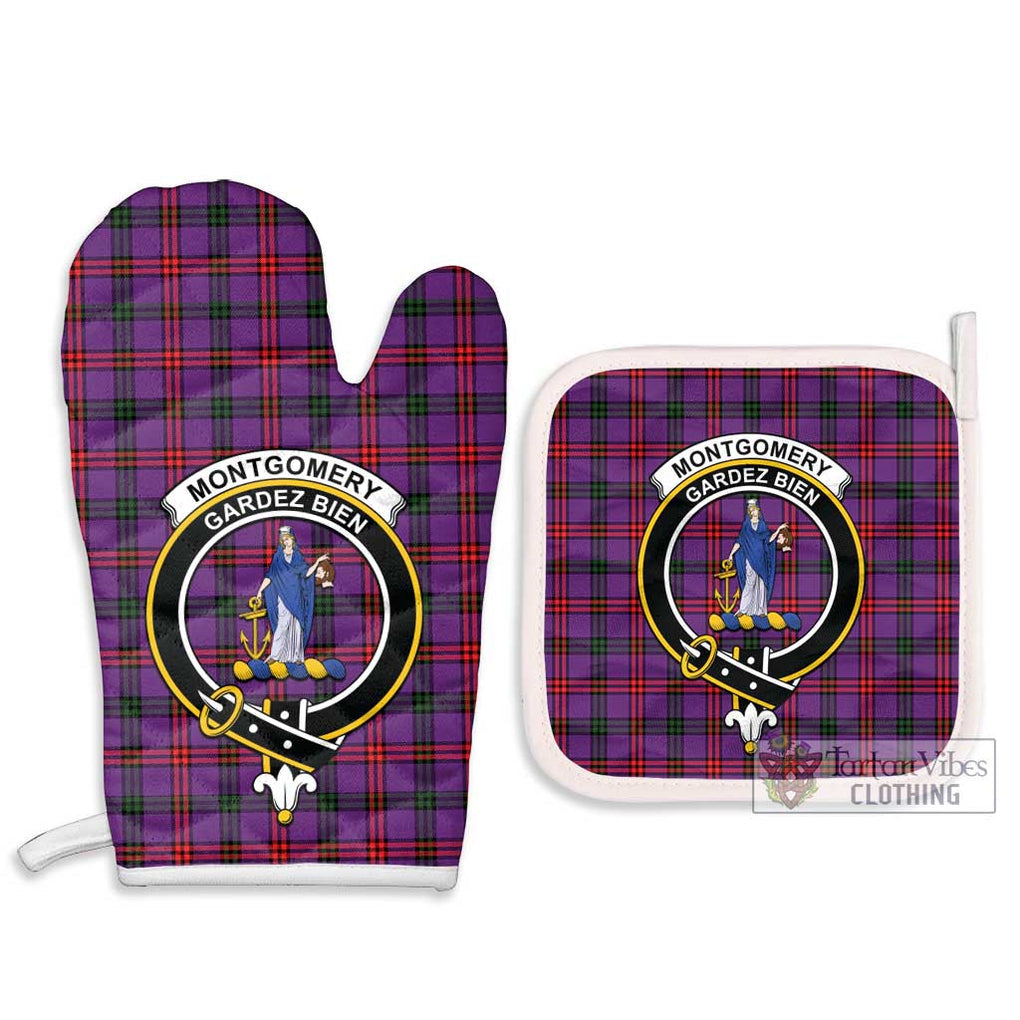 Montgomery Tartan Combo Oven Mitt & Pot-Holder with Family Crest Combo 1 Oven Mitt & 2 Pot-Holder White - Tartan Vibes Clothing