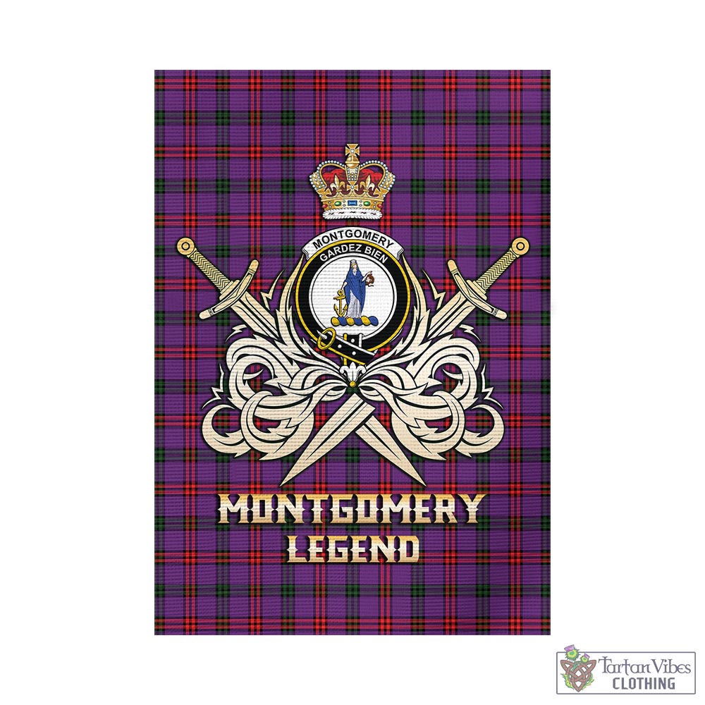 Tartan Vibes Clothing Montgomery Modern Tartan Flag with Clan Crest and the Golden Sword of Courageous Legacy