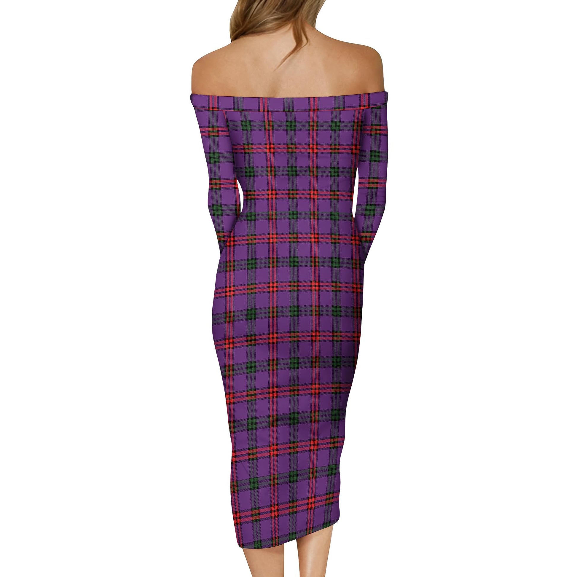 Montgomery Modern Tartan Off Shoulder Lady Dress - Tartanvibesclothing