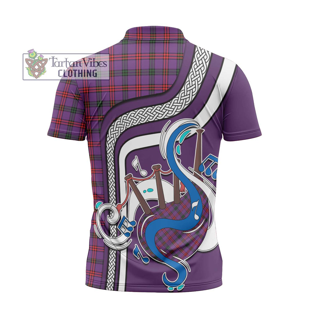 Montgomery Tartan Zipper Polo Shirt with Epic Bagpipe Style - Tartanvibesclothing Shop