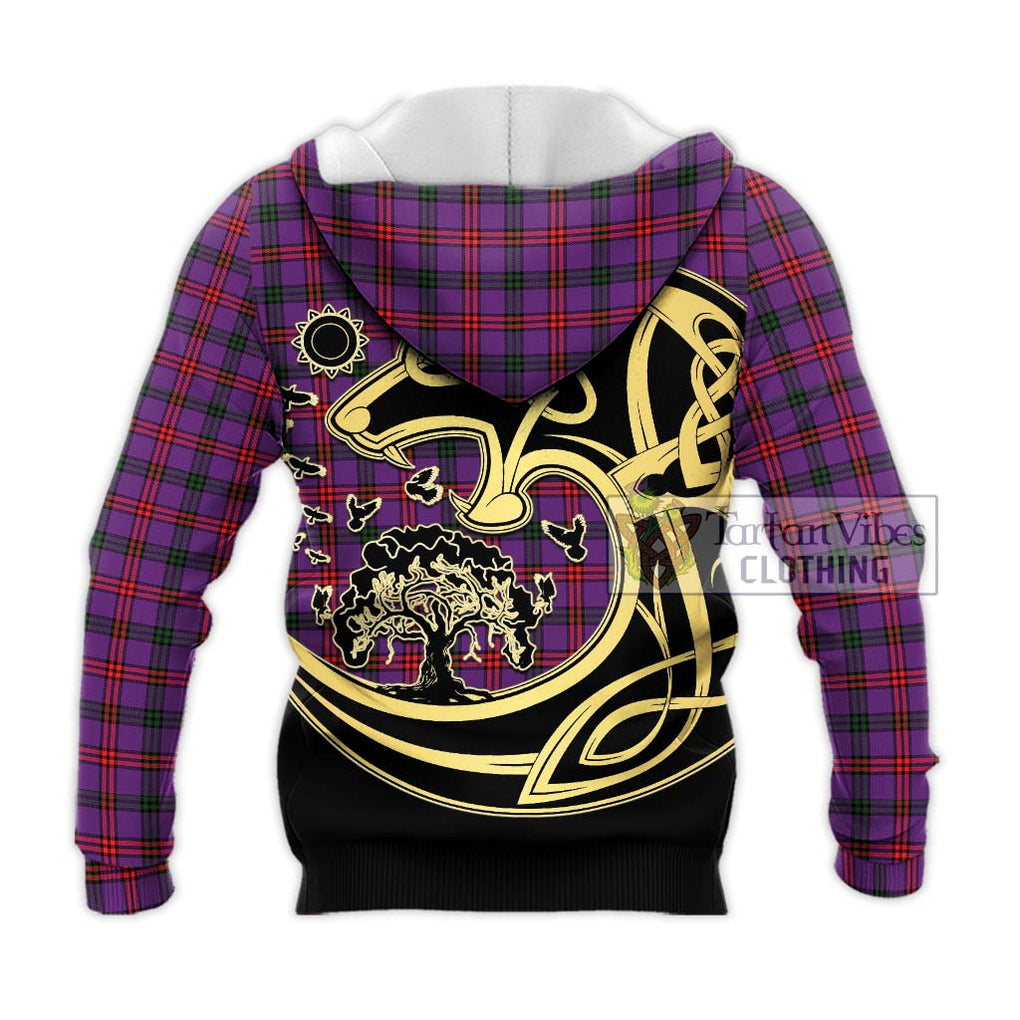 Montgomery Tartan Knitted Hoodie with Family Crest Celtic Wolf Style - Tartan Vibes Clothing