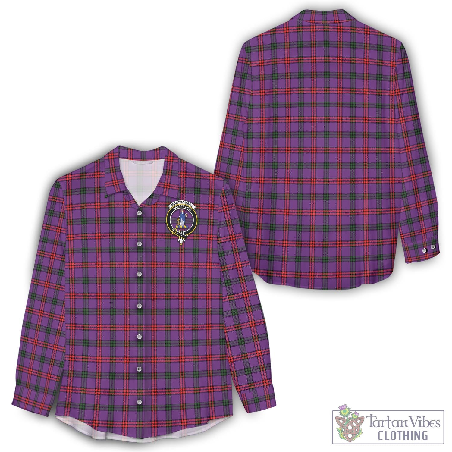 Tartan Vibes Clothing Montgomery Modern Tartan Womens Casual Shirt with Family Crest