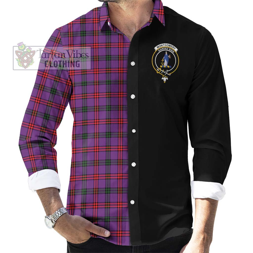 Tartan Vibes Clothing Montgomery Modern Tartan Long Sleeve Button Shirt with Family Crest and Half Of Me Style