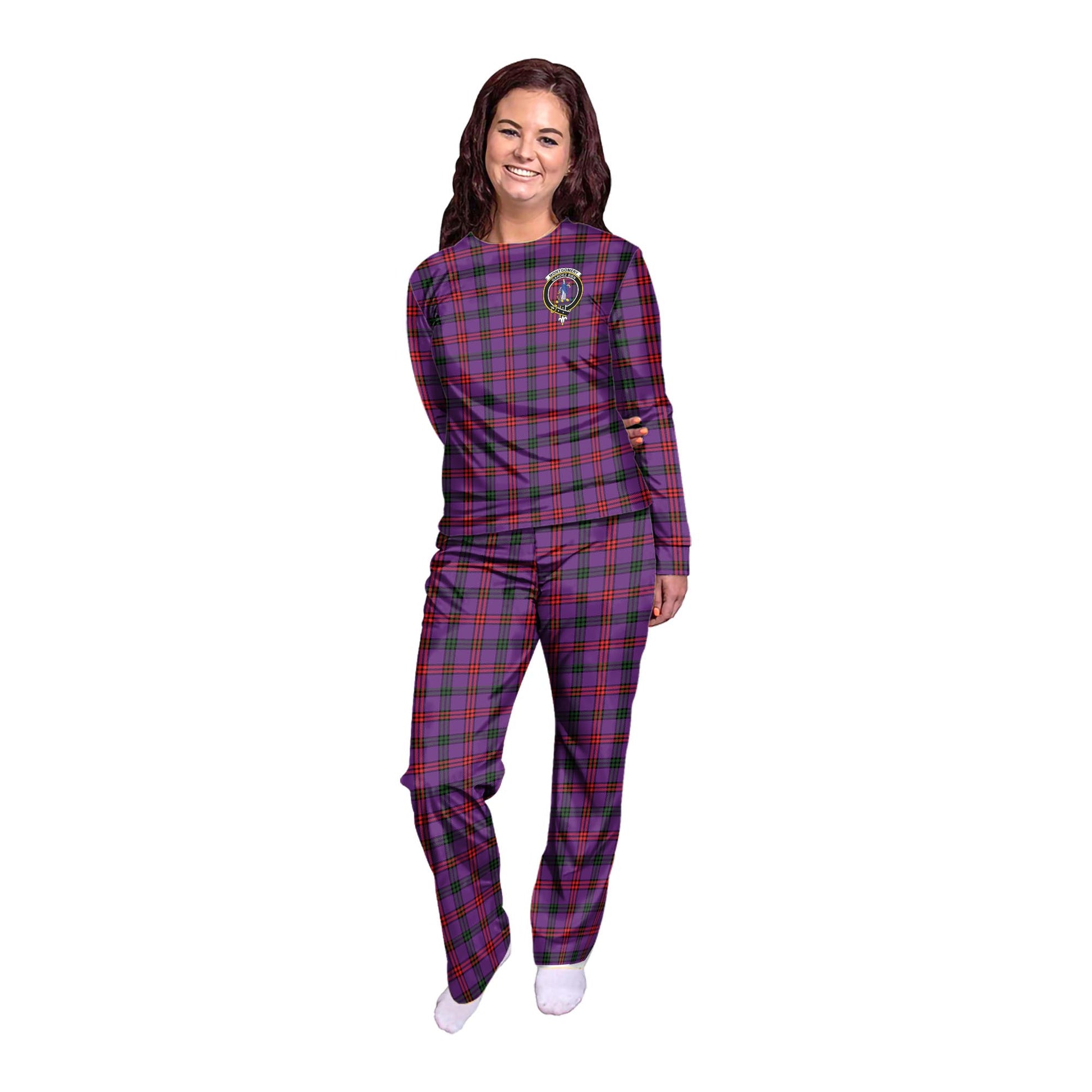 Montgomery Modern Tartan Pajamas Family Set with Family Crest - Tartanvibesclothing