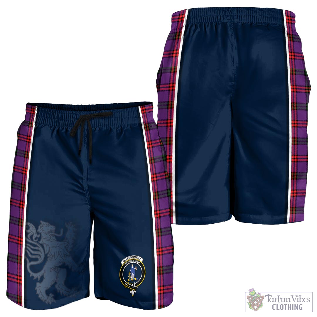 Tartan Vibes Clothing Montgomery Modern Tartan Men's Shorts with Family Crest and Lion Rampant Vibes Sport Style