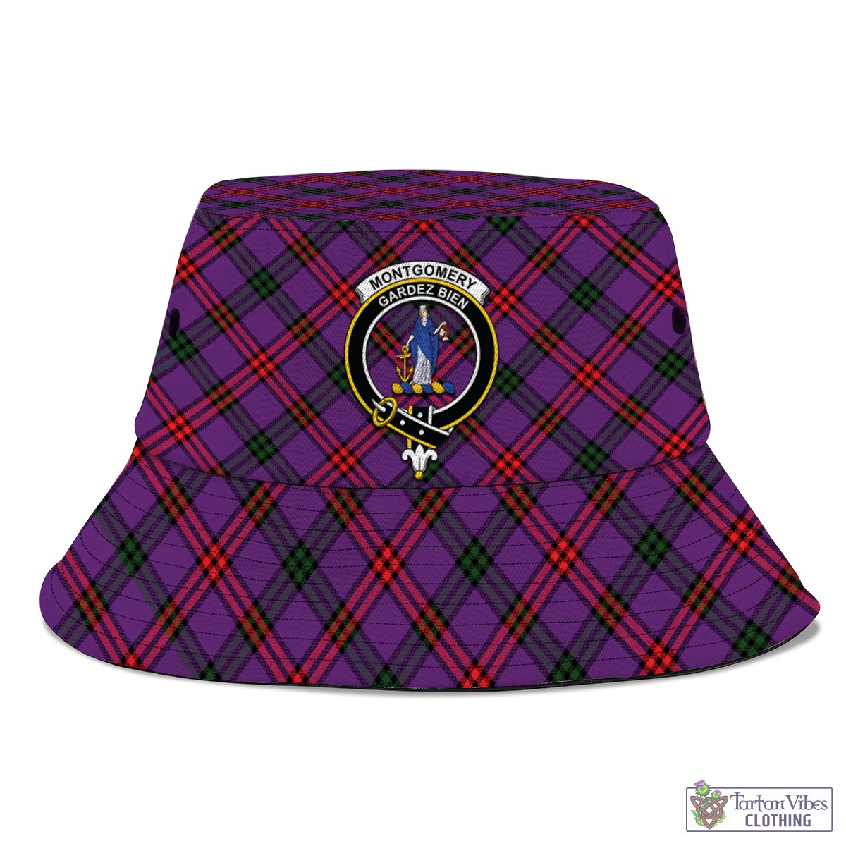 Tartan Vibes Clothing Montgomery Modern Tartan Bucket Hat with Family Crest