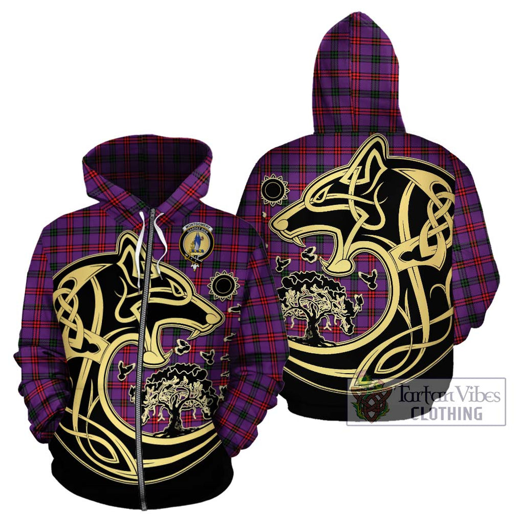 Montgomery Tartan Hoodie with Family Crest Celtic Wolf Style - Tartan Vibes Clothing