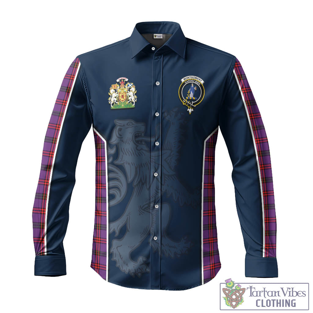 Tartan Vibes Clothing Montgomery Modern Tartan Long Sleeve Button Up Shirt with Family Crest and Lion Rampant Vibes Sport Style