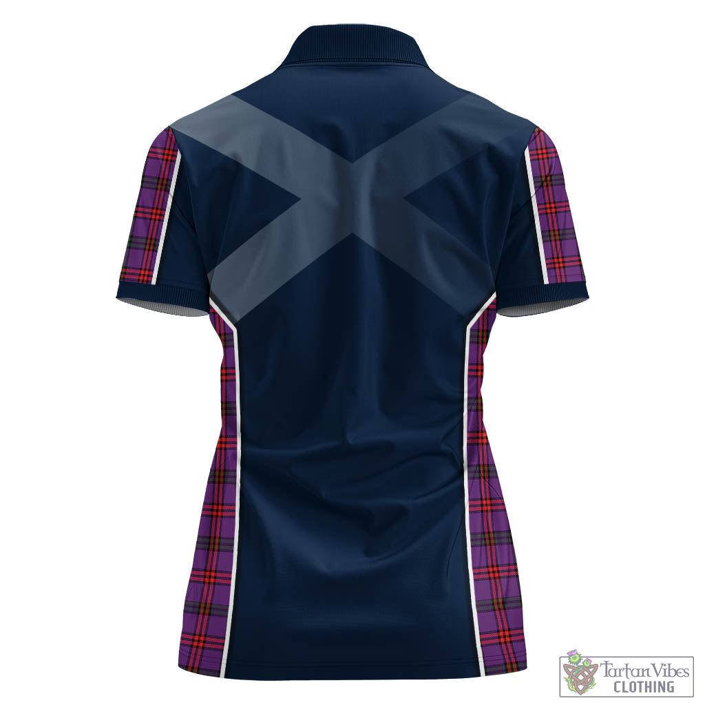 Tartan Vibes Clothing Montgomery Modern Tartan Women's Polo Shirt with Family Crest and Scottish Thistle Vibes Sport Style