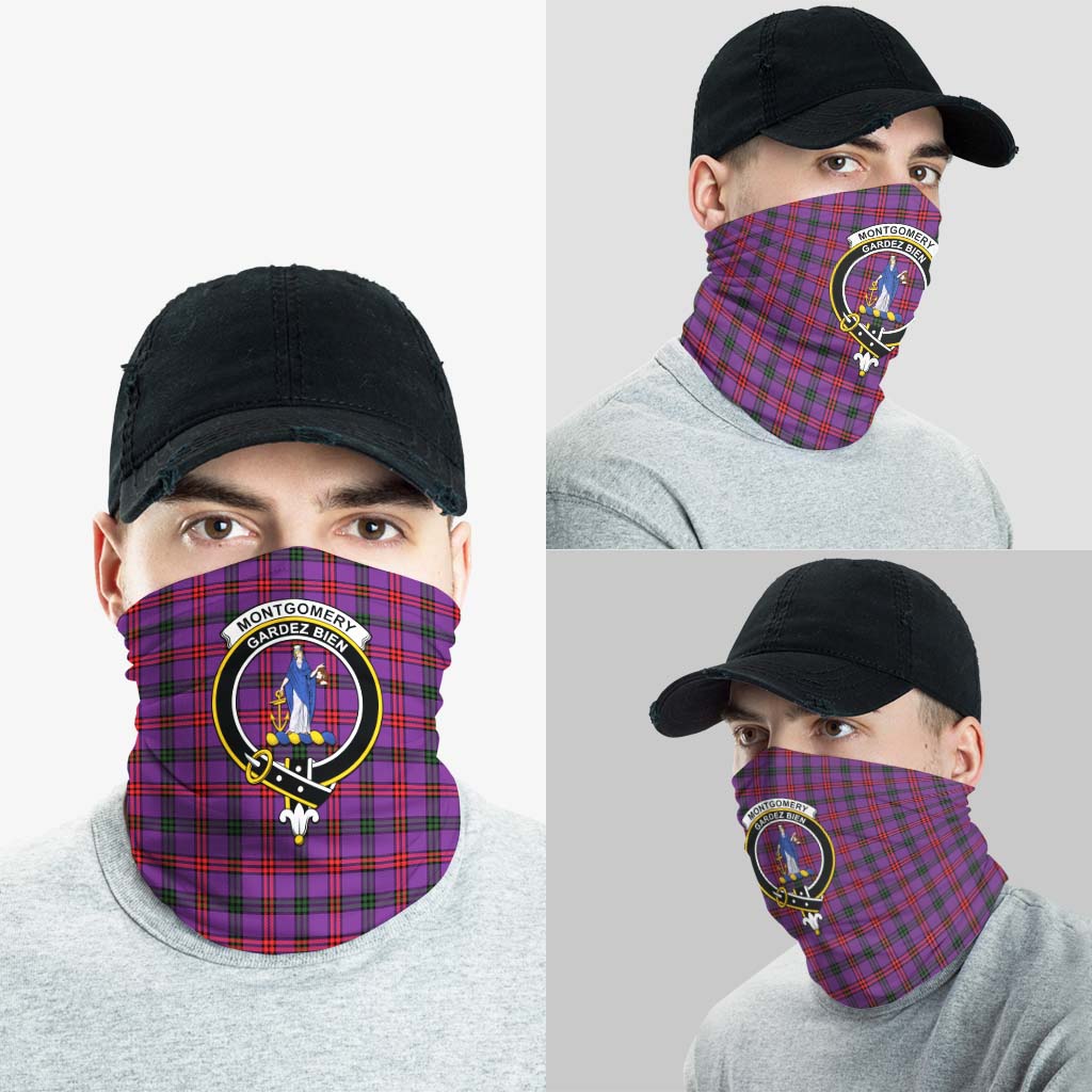 Montgomery Modern Tartan Neck Gaiters, Tartan Bandanas, Tartan Head Band with Family Crest