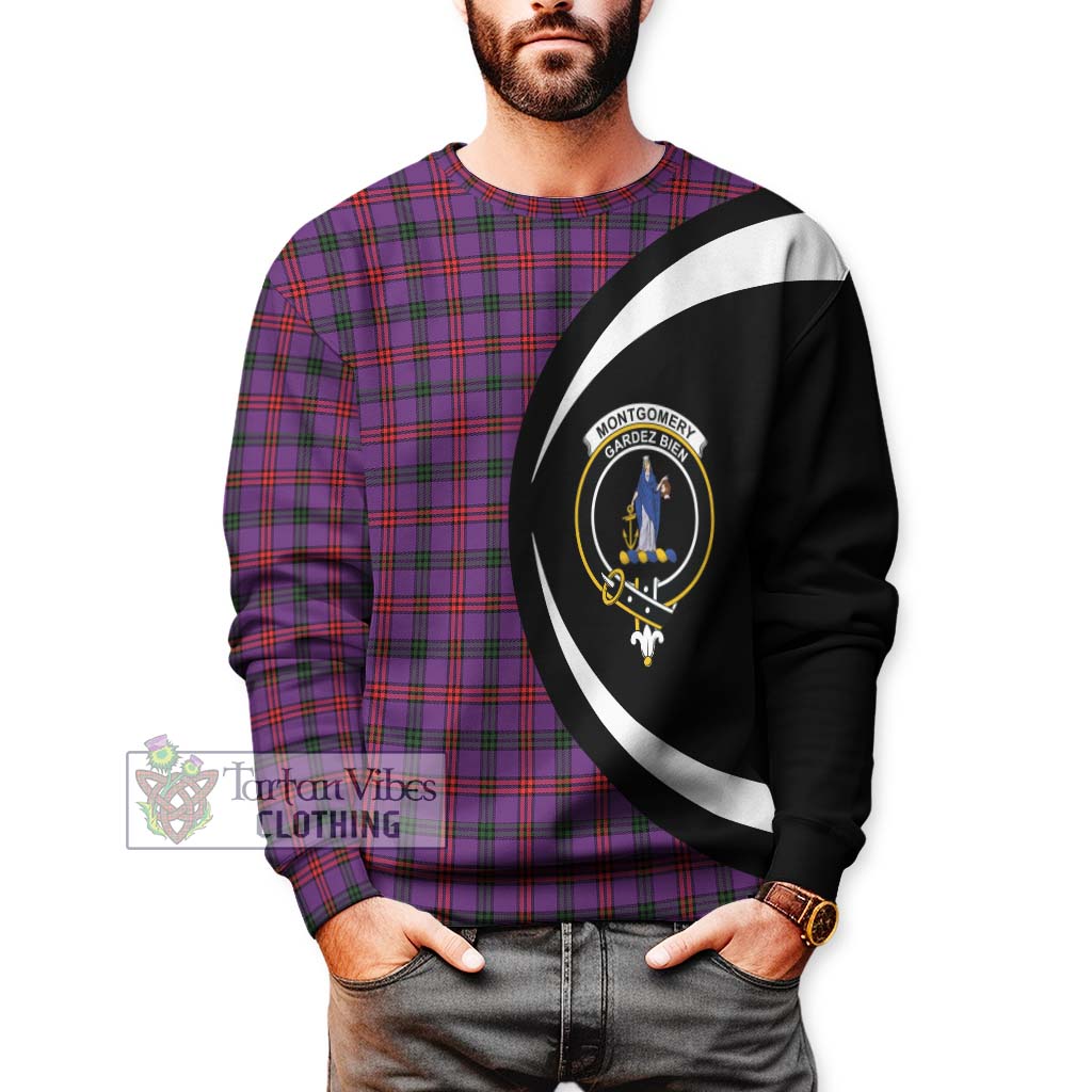 Montgomery Tartan Sweatshirt with Family Crest Circle Style - Tartan Vibes Clothing