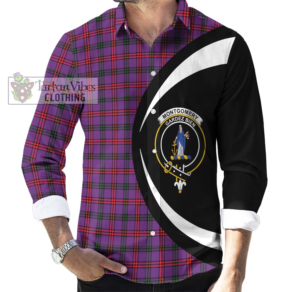 Montgomery Tartan Long Sleeve Button Up with Family Crest Circle Style - Tartan Vibes Clothing