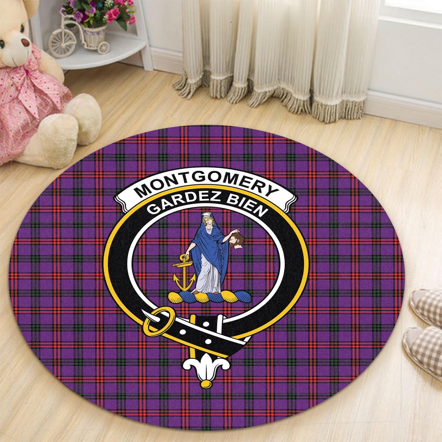 montgomery-modern-tartan-round-rug-with-family-crest