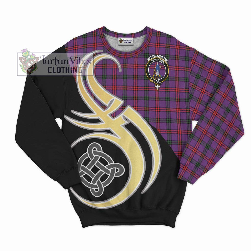 Montgomery Tartan Sweatshirt with Family Crest and Celtic Symbol Style - Tartan Vibes Clothing