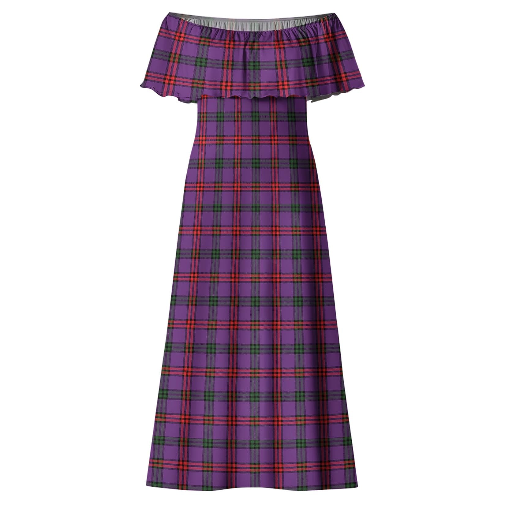 Montgomery Modern Tartan Off Shoulder Long Dress - Tartanvibesclothing