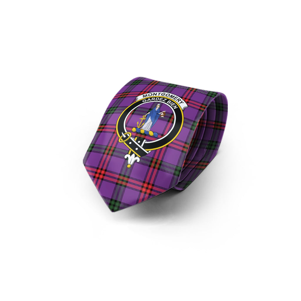 Montgomery Tartan Classic Necktie with Family Crest - Tartan Vibes Clothing