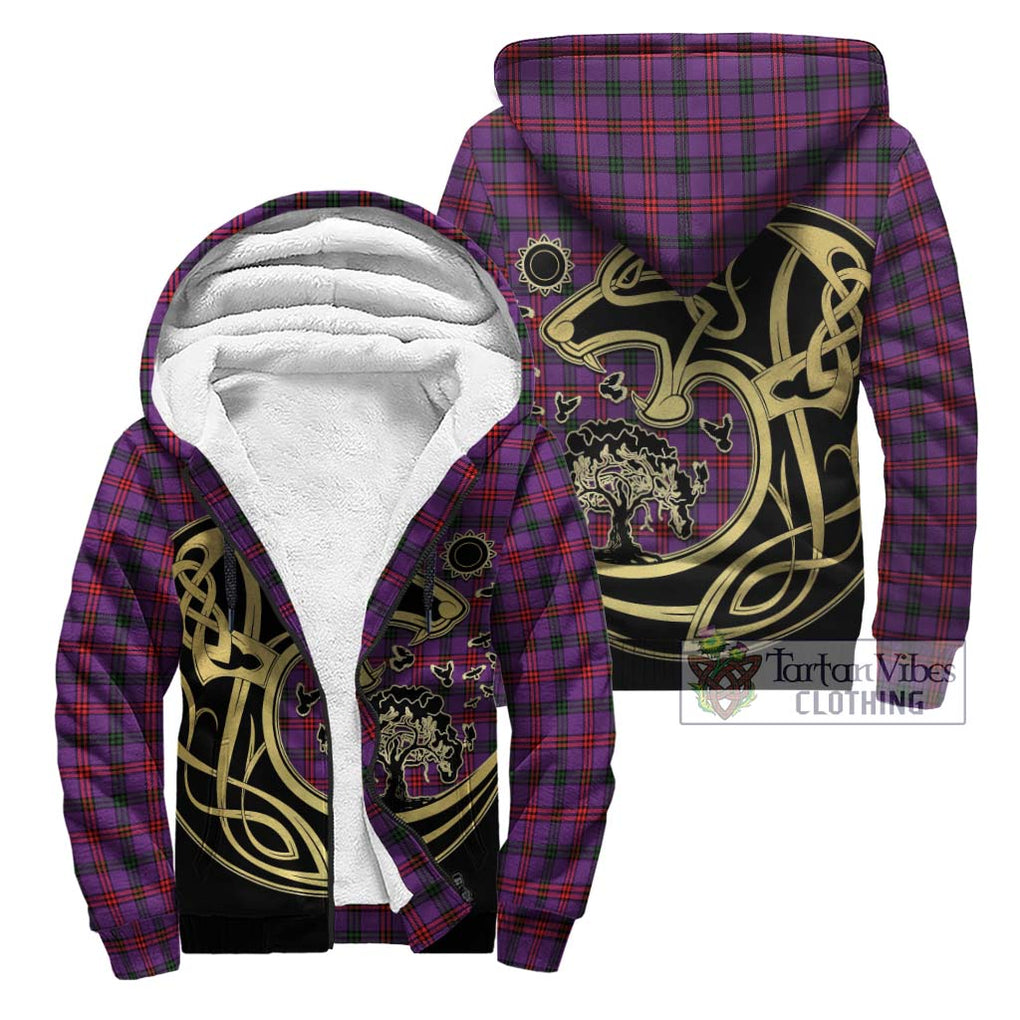 Montgomery Tartan Sherpa Hoodie with Family Crest Celtic Wolf Style Unisex - Tartan Vibes Clothing