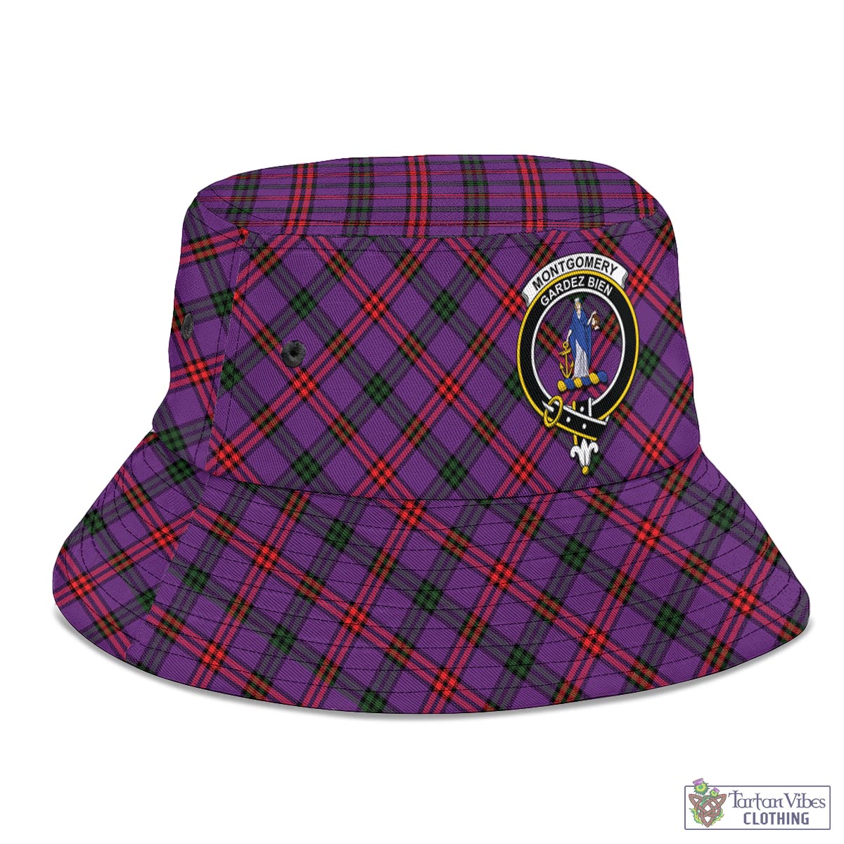 Tartan Vibes Clothing Montgomery Modern Tartan Bucket Hat with Family Crest