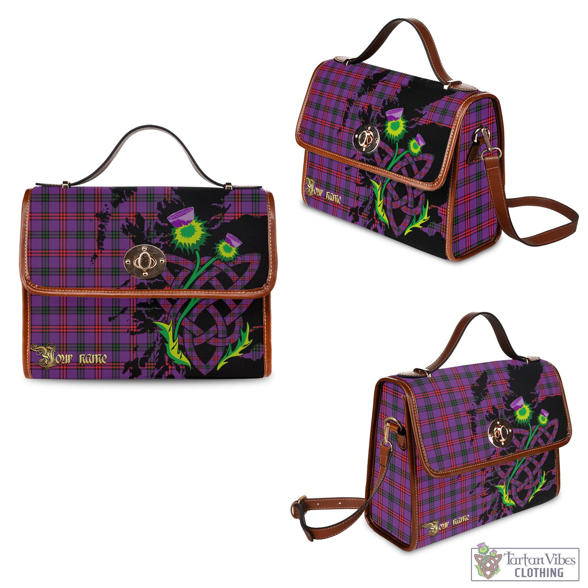 Tartan Vibes Clothing Montgomery Modern Tartan Waterproof Canvas Bag with Scotland Map and Thistle Celtic Accents