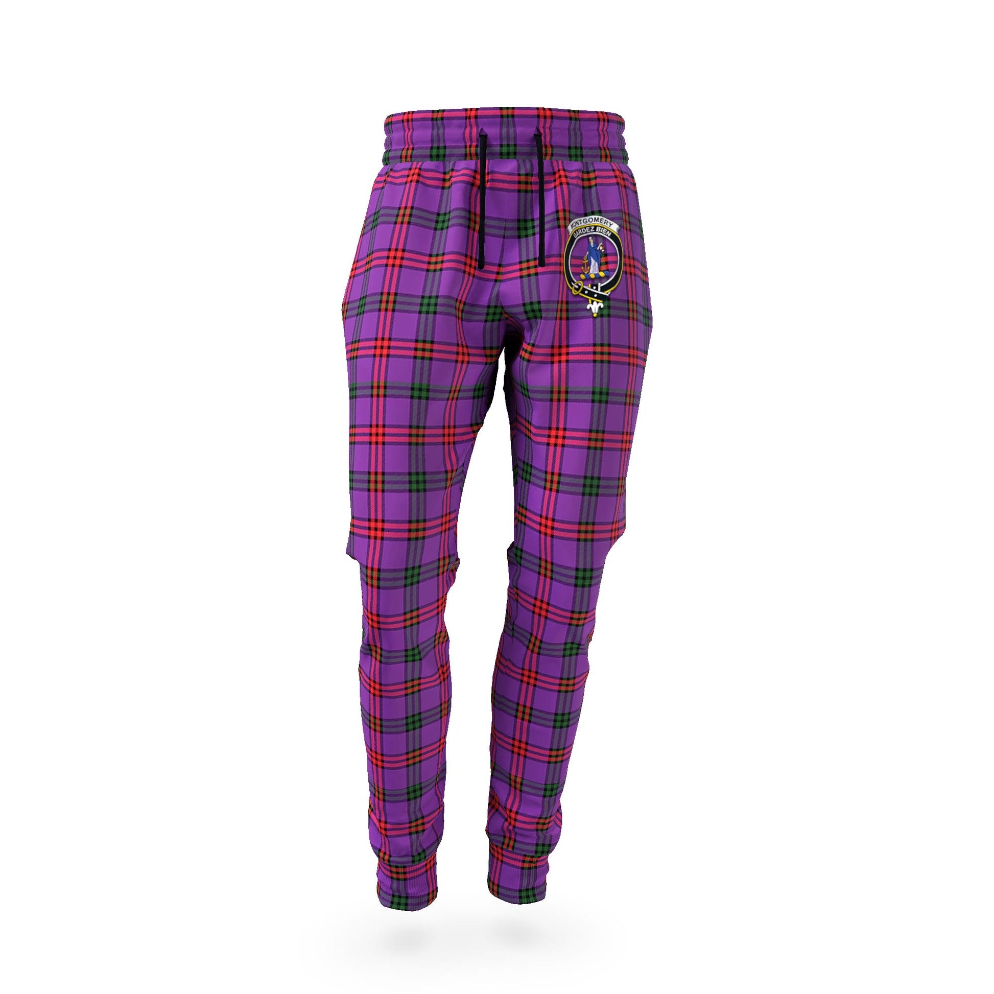 Montgomery Tartan Joggers Pants with Family Crest - Tartan Vibes Clothing