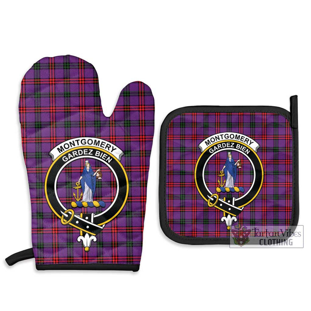 Montgomery Tartan Combo Oven Mitt & Pot-Holder with Family Crest Combo 1 Oven Mitt & 2 Pot-Holder Black - Tartan Vibes Clothing