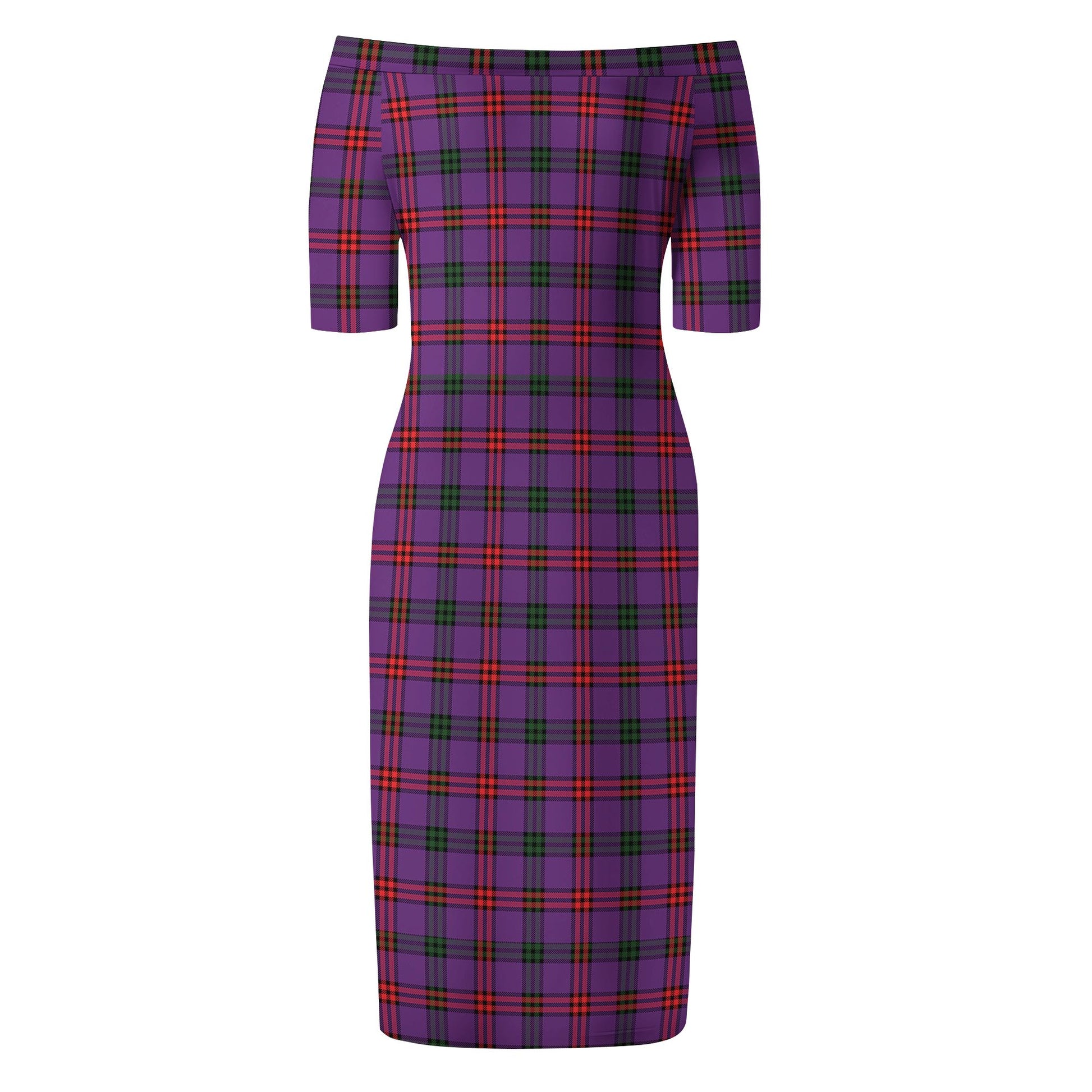 Montgomery Modern Tartan Off Shoulder Lady Dress - Tartanvibesclothing