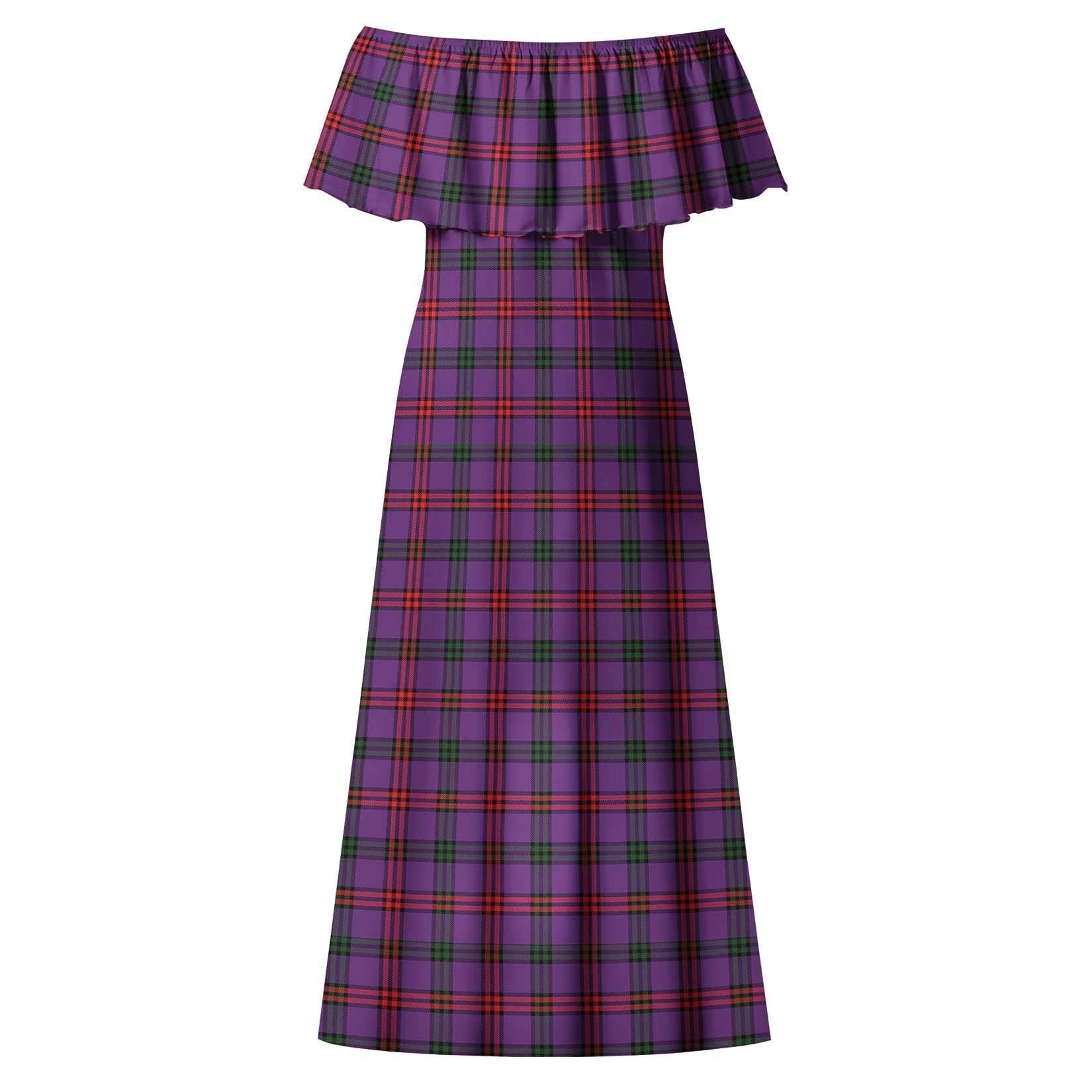 Montgomery Modern Tartan Off Shoulder Long Dress - Tartanvibesclothing