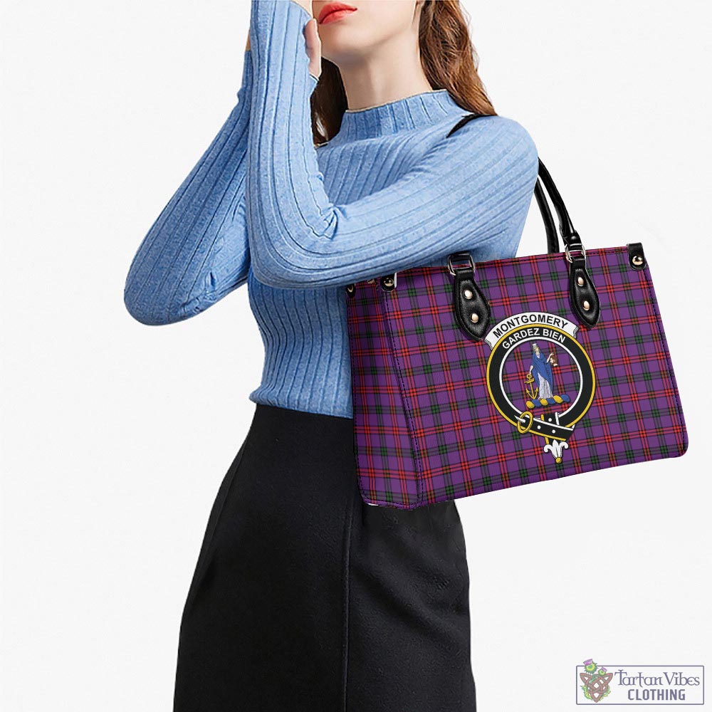 Tartan Vibes Clothing Montgomery Modern Tartan Luxury Leather Handbags with Family Crest