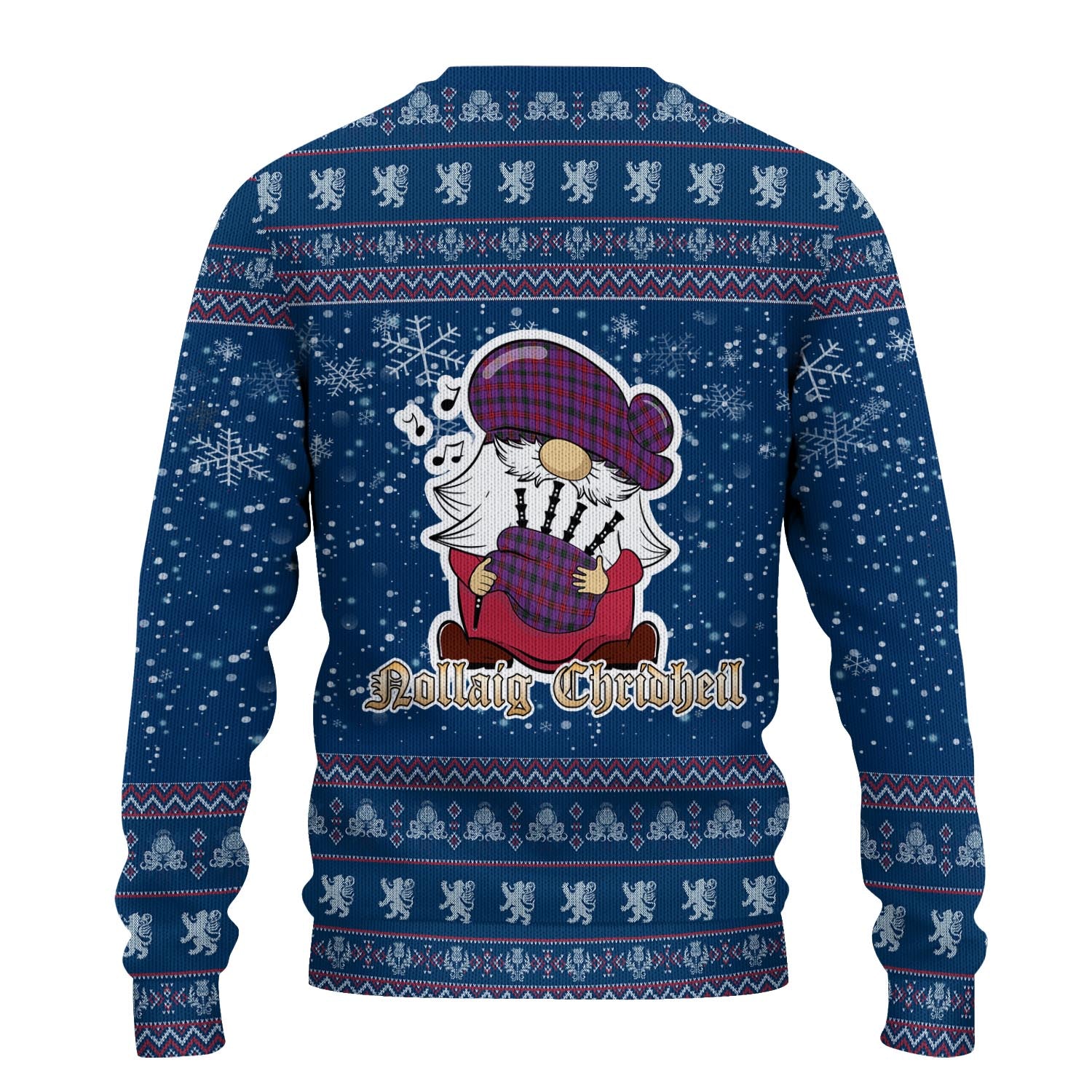 Montgomery Modern Clan Christmas Family Knitted Sweater with Funny Gnome Playing Bagpipes - Tartanvibesclothing