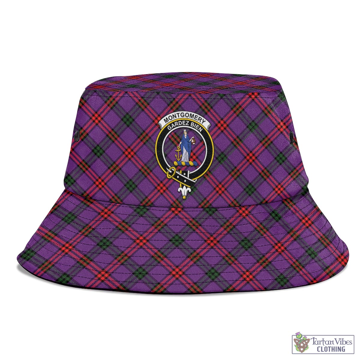 Tartan Vibes Clothing Montgomery Modern Tartan Bucket Hat with Family Crest